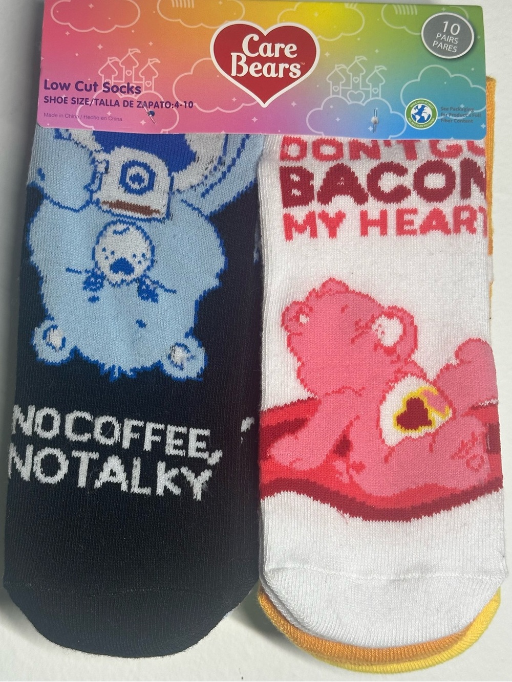 Care Bears 10-Pack Low Cut Socks NWT | Size 4-10